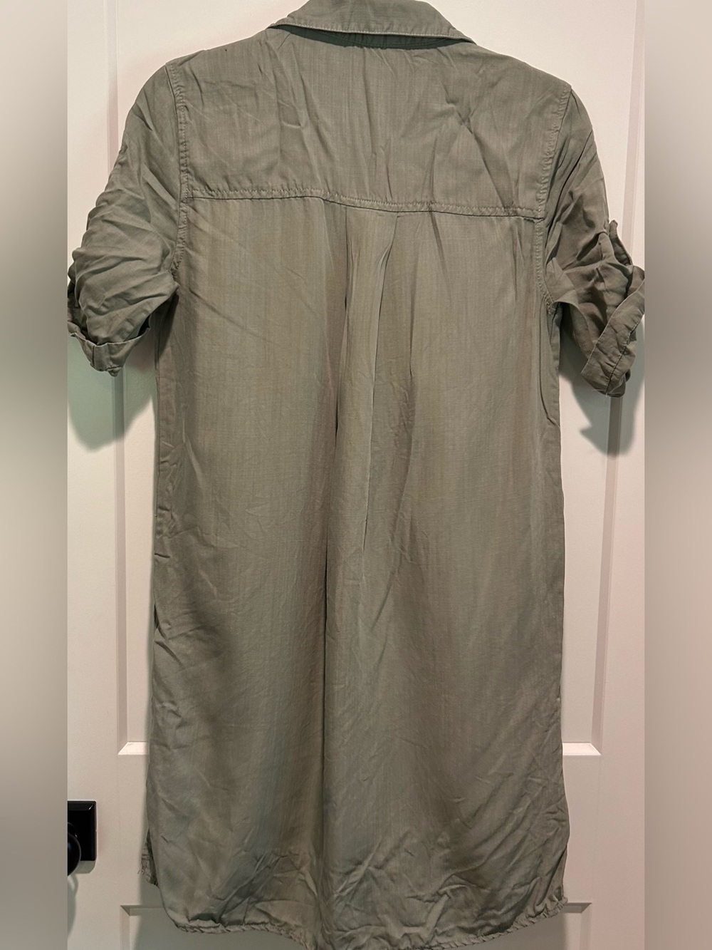 Velvet Heart Tencel Shirt Dress Olive Green Utility Tunic Dress Size S - Picture 9 of 9